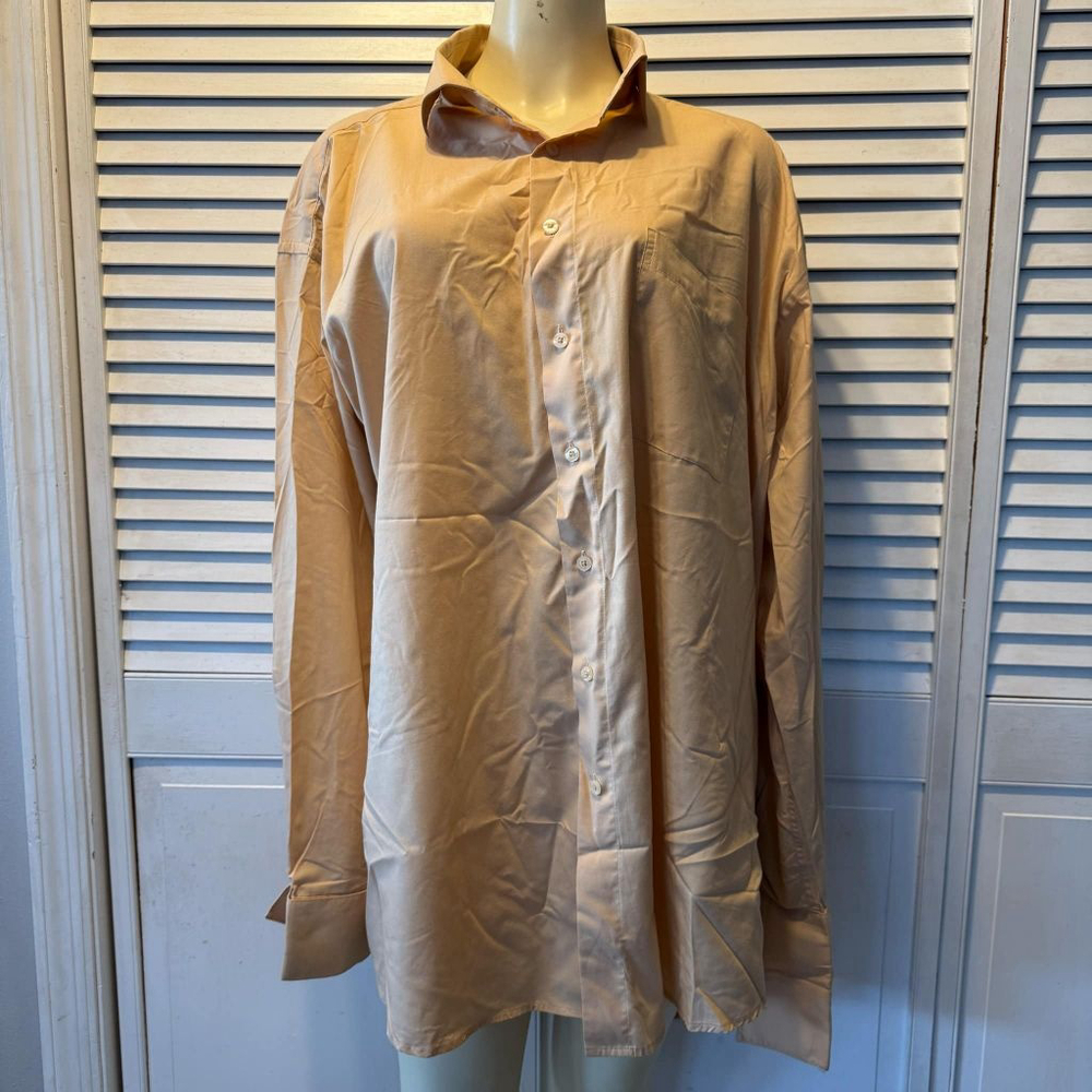 Men's Prime Time Beige Button-Down Shirt Size 18 1/2